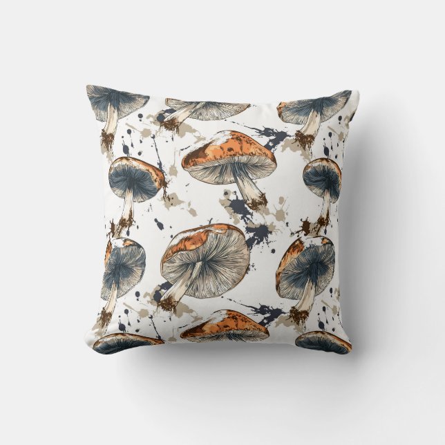 watercolor forest mushroom design cushion (Front)