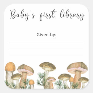 Watercolor forest mushrooms - Baby's first library Square Sticker