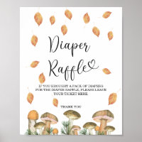 Watercolor forest mushrooms - diaper raffle