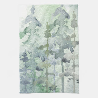 Watercolor forest, nature, wilderness, kitchen tea towel