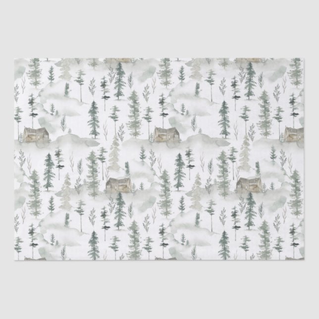 Watercolor Forest Pattern Tissue Paper (Front)