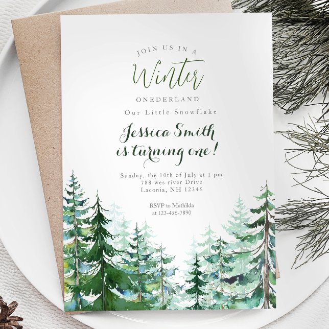 Watercolor Forest Rustic Onederland 1st birthday Invitation (Creator Uploaded)