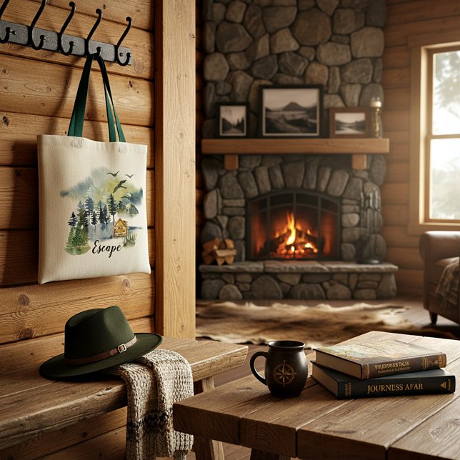 Watercolor forest scene customisable tote bag (Creator Uploaded)