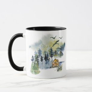 Watercolor forest scene  mug