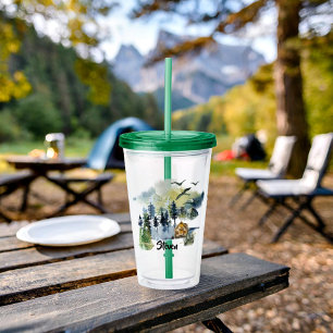 Watercolor forest scene personalised  acrylic tumbler