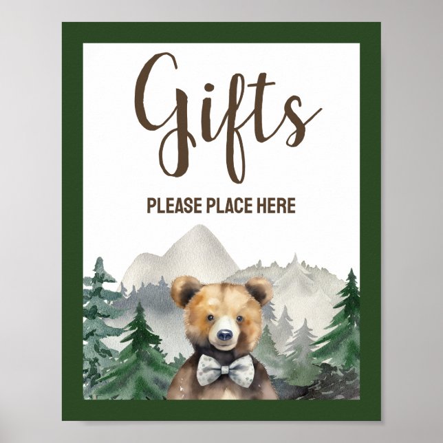 Watercolor Forest, Teddy Bear, Baby Shower Gifts  Poster (Front)
