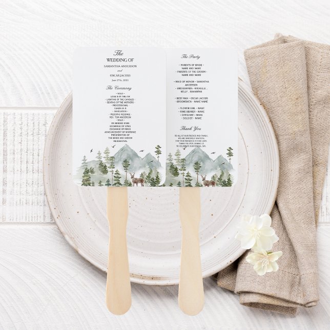 Watercolor Forest | Trees And Deer |  Hand Fan (Creator Uploaded)