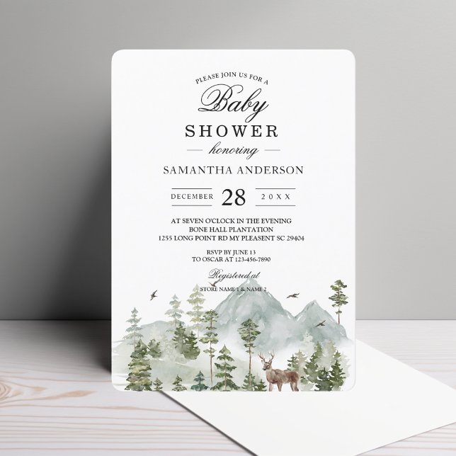 Watercolor Forest | Trees And Deer |  Invitation (Creator Uploaded)