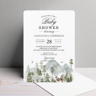 Watercolor Forest   Trees And Deer    Invitation