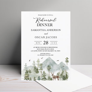 Watercolor Forest   Trees And Deer  Invitation