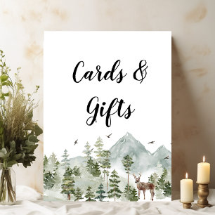 Watercolor Forest Trees And Deer Poster