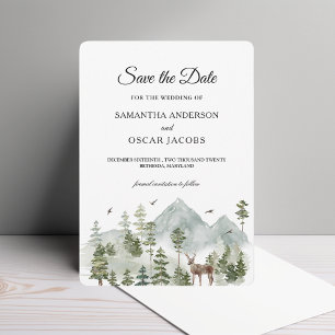 Watercolor Forest   Trees And Deer    Save The Date