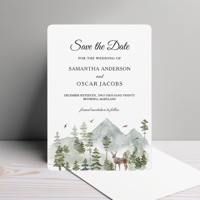 Watercolor Forest | Trees And Deer |  Save The Date (Creator Uploaded)