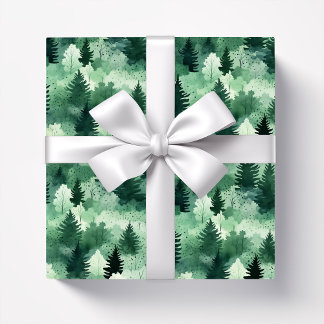 Watercolor Forest Trees in Misty Woodland Wrapping Paper