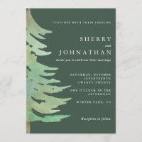 Watercolor forest wedding invitation