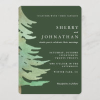 Watercolor forest wedding invitation