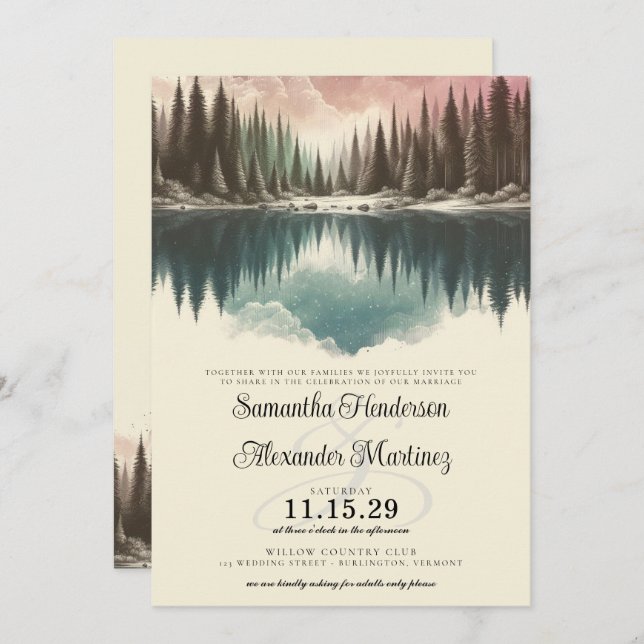 Watercolor Forest Wedding Invitation (Front/Back)