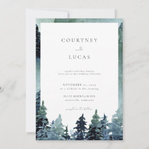 Watercolor Forest Wedding Invitation Woodsy Trees