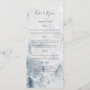 Watercolor forest Wedding Menu Card
