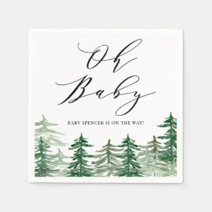 Watercolor Forest Woodland Baby Shower Napkin