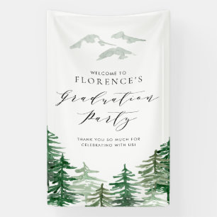 Watercolor Forest Woodland Graduation Party Banner