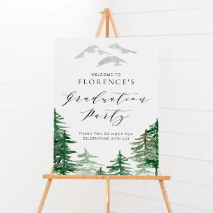 Watercolor Forest Woodland Graduation Party Poster