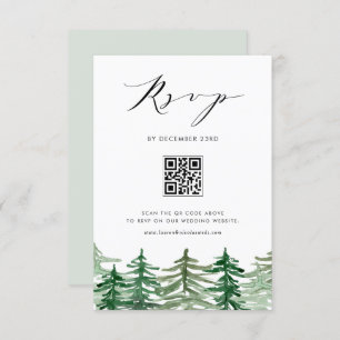 Watercolor Forest Woodland QR Code Wedding RSVP Card