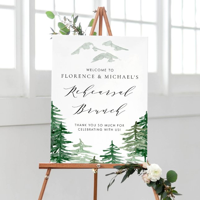 Watercolor Forest Woodland Rehearsal Brunch Poster (Creator Uploaded)