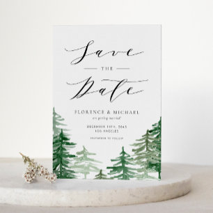 Watercolor Forest Woodland Save the Date Announcement Postcard