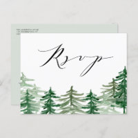 Watercolor Forest Woodland Wedding QR Code RSVP