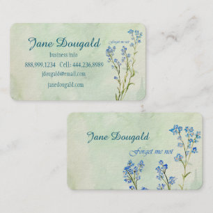 Watercolor Forget Me Not Blue Flower  Business Card