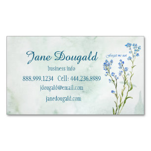 Watercolor Forget Me Not Blue Flower  Magnetic Business Card
