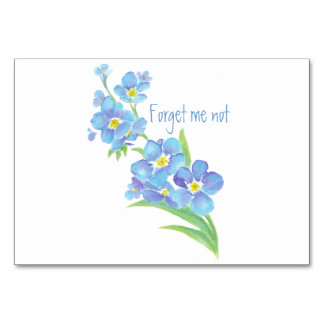 Watercolor Forget-me-not flower Pretty blue floral Table Number