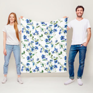 watercolor forget me not flowers fleece blanket