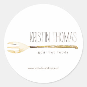 Watercolor Fork Catering, Chef, Food Round Sticker