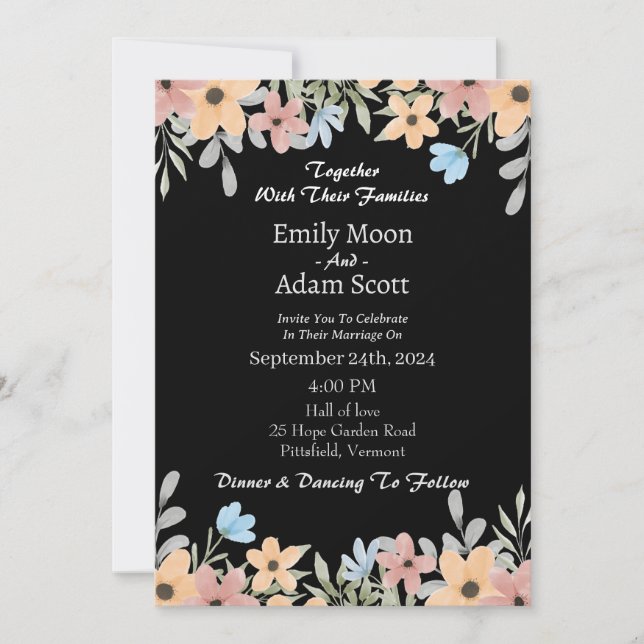  Watercolor Formal elegant sage  Invitation (Front)
