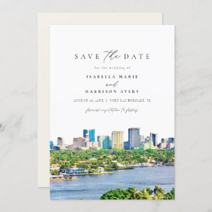 Watercolor Fort Lauderdale Florida Save the Date Invitation