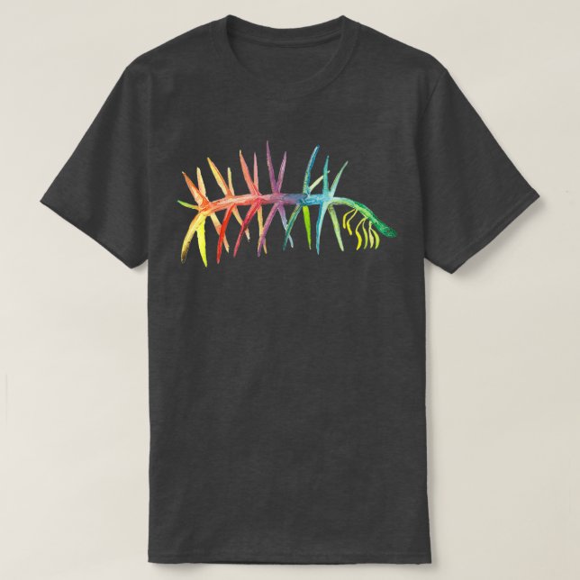 Watercolor Fossil Hallucigenia in Rainbow T-Shirt (Design Front)