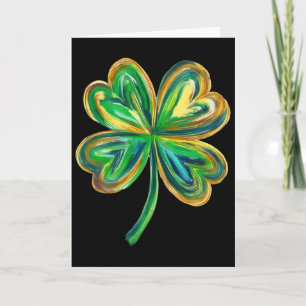 Watercolor Four Leaf Clover Green St Patricks Day Card