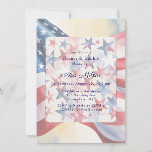 Watercolor Fourth Of July Brunch & Bubbly Invitation