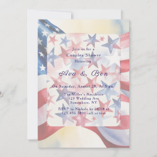 Watercolor Fourth Of July Couples Shower Invitation