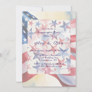 Watercolor Fourth Of July Engagement Party Invitation