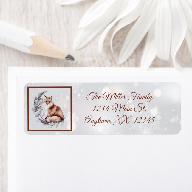 Watercolor fox and snow  holiday   (Insitu)