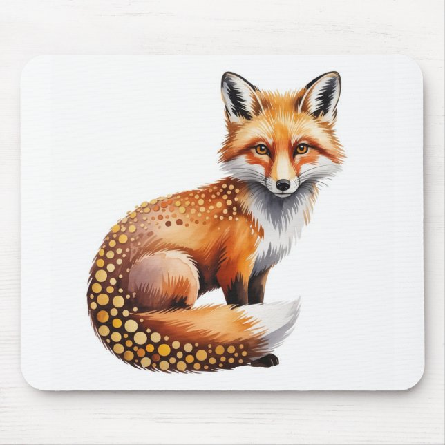 Watercolor Fox & Autumn Dots Mouse Pad (Front)