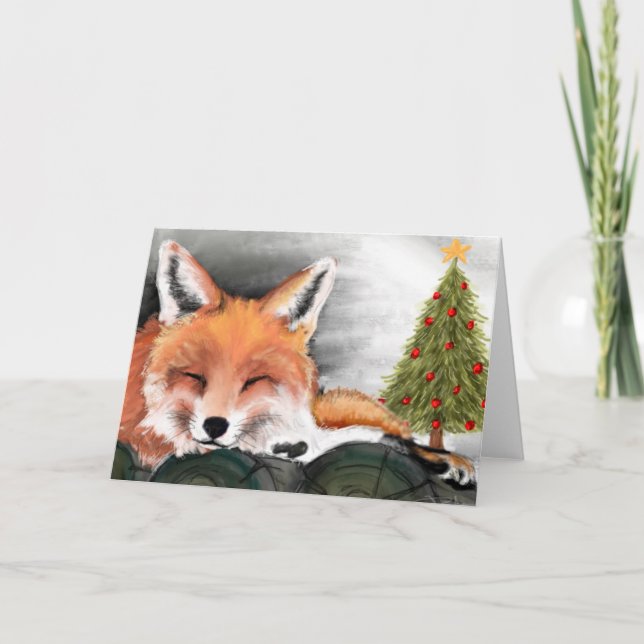 Watercolor Fox Christmas Card (Front)