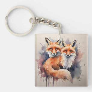 Watercolor Fox Duo Key Ring
