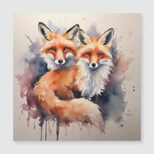 Watercolor Fox Duo Magnetic Invitation