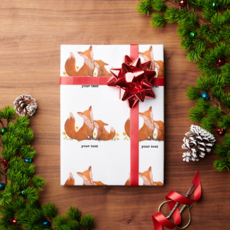 Watercolor Fox Family Cute Wrapping Paper