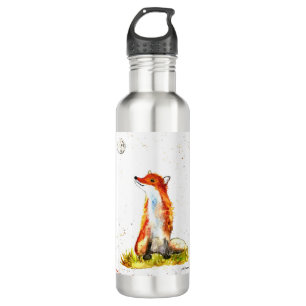 Watercolor fox forest woodland animals rustic baby 710 ml water bottle