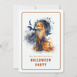 Watercolor Fox Halloween Invitation Card